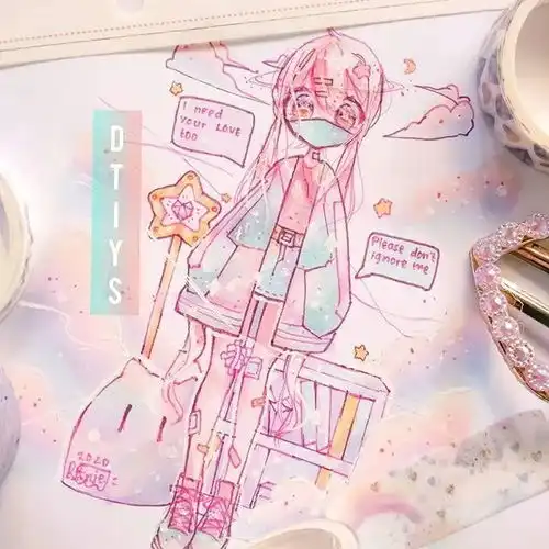 粉色系少女心元素动漫插画

