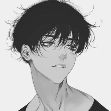 二次元动漫男生黑白头像灰色,不懂爱的人慢慢懂了
