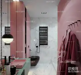 北欧粉色系卫生间3d模型
