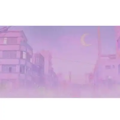 女生粉色系白边动漫风景背景图
