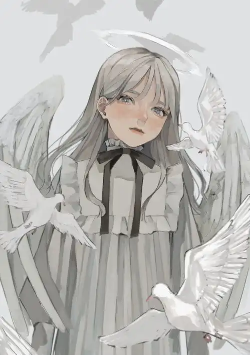 插画壁纸日系半厚涂丧系致郁画风插画作品动漫女生人物头像
