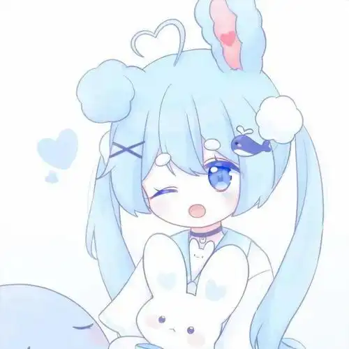 蓝色系可爱女生漫画头像,大海的颜色
