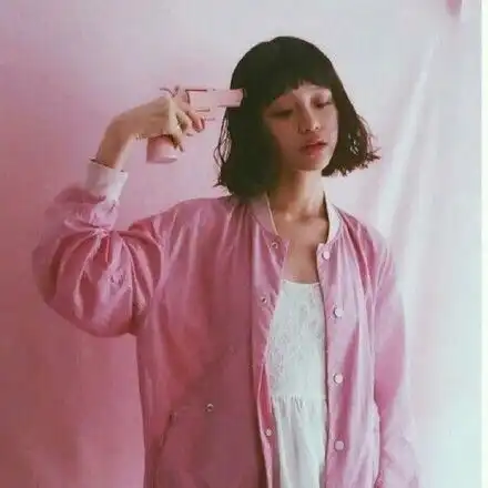短发半身个性气质唯美伤感粉色女生堆糖,美好生活研究所
