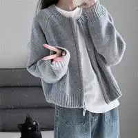 bomovo女上装bomovo洋气针织衫女秋冬新款打底上衣女宽松外穿套头慵懒风长袖圆领小衫多少钱
