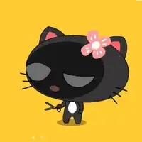 各种表情的黑猫卡通头像
