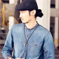 穿牛仔衣有颓废感的沧桑男人头像图片

