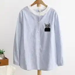 纯棉白色纯色夏季立领衬衫
