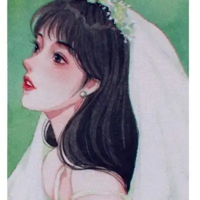 唐崎夜雨水彩画新娘系列画师女生头像我要个性网
