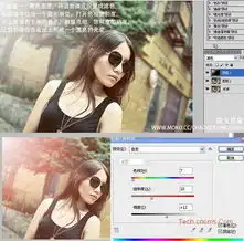 给古建筑物边的美女加上柔美的暖色
