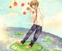 二次元手绘插画系列的男女生情侣头像
