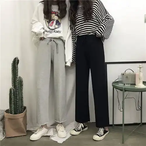 夏季新款坠感韩版休闲九分宽松阔腿裤女
