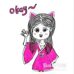 q版简笔画猫耳朵女孩画法
