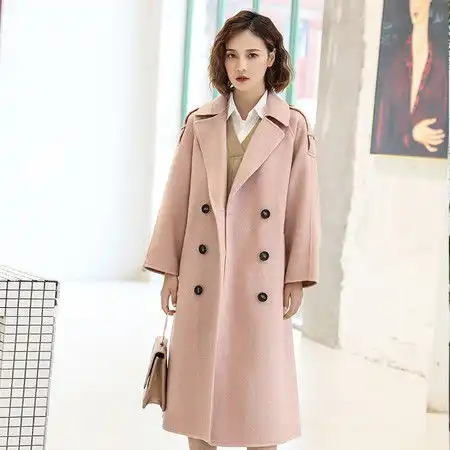 施悦名2018冬季新款欧美高端女装手工双面羊绒大衣气质通勤羊毛呢外套女图片大全邮乐官方网站
