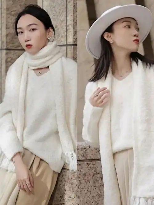 秋冬季穿对白色有多吸睛跟着她们穿白色,秒变温柔系小仙女
