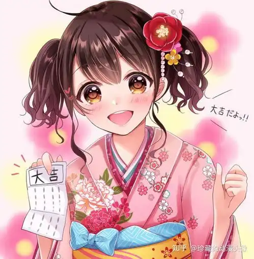 二次元和风少女美图打扮华丽,小鸟依人,千姿百态的和服姑娘
