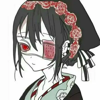 丧系黑化动漫女头带血红色
