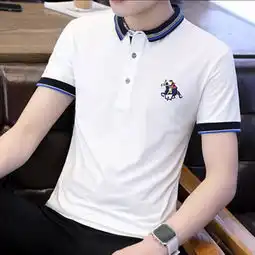 花花公子夏季短袖t恤男韩版翻领polo衫男商务休闲男士纯色t恤男装湖蓝色3xl蜜芽,中国领先的进口母婴限时特卖商城
