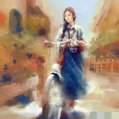 她用插画元素,融入油画里,画出了初恋女孩的样子,太美好了
