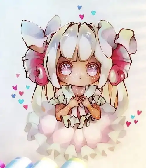 萌系动漫少女独特风格手绘插画
