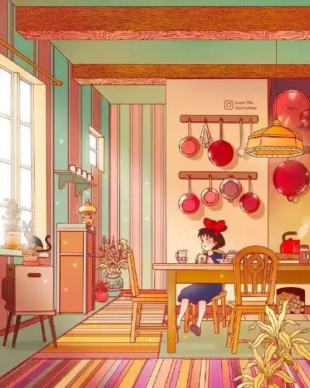 插画壁纸宫崎骏治愈系动漫场景插画作品可做壁纸哦
