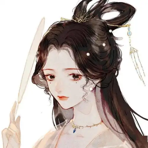 意境古风漫画女生头像芙蓉不及美人妆水殿风来珠翠香
