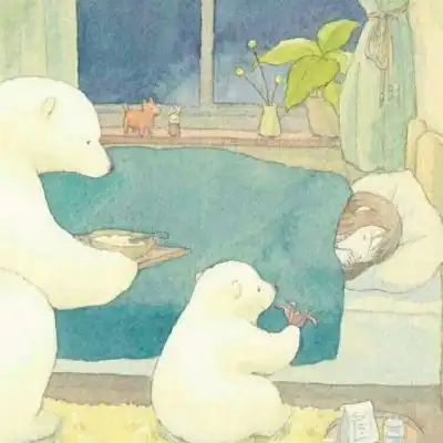 安奈治愈系插画女孩和北极熊卡通动漫头像我要个性网
