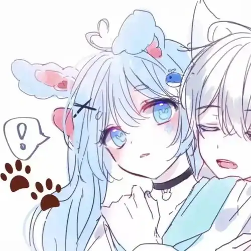 蓝色动漫情侣头像
