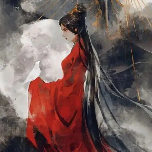 红色系古风女生头像
