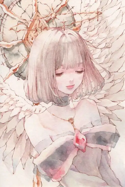 水彩插画看腻了日系动漫美少女,来看看精致韩系小姐姐吧
