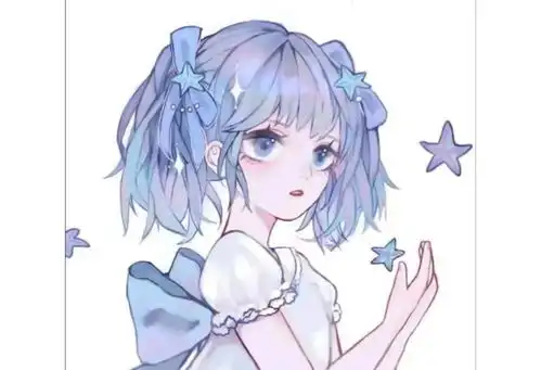 马克笔手绘蓝色系少女

