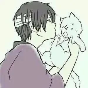 求抱着猫的动漫男头

