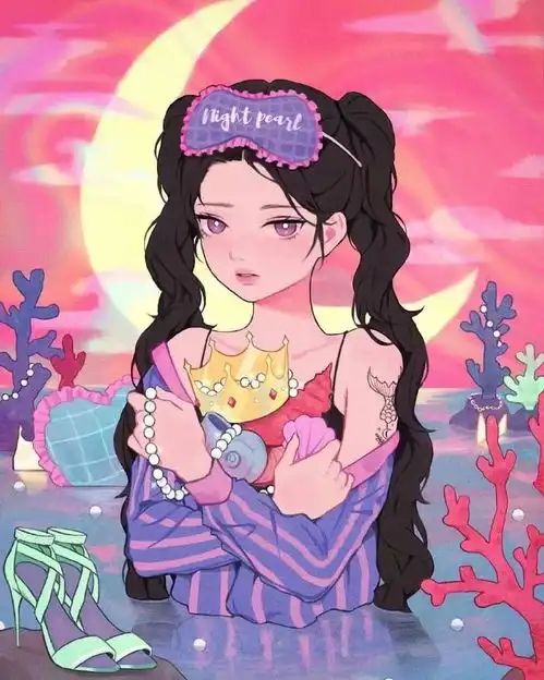 插画丨绘画丨糖果色甜系女生插画,少女感十足
