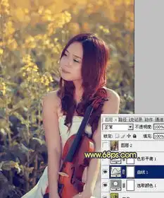 photoshop调出金黄色背景的女孩外景图片
