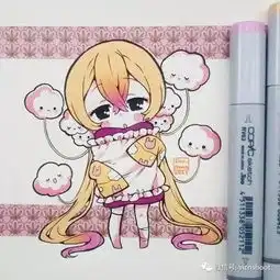 萌化的马克笔卡通人物插画
