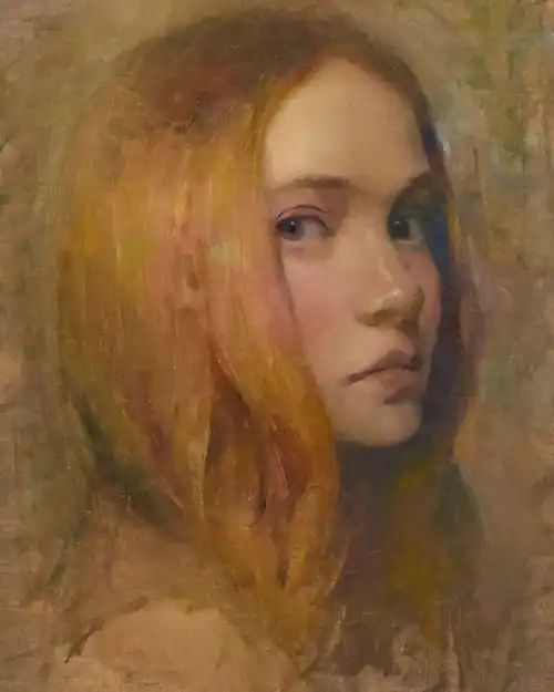 美女配花,这才是油画正确的打开方式
