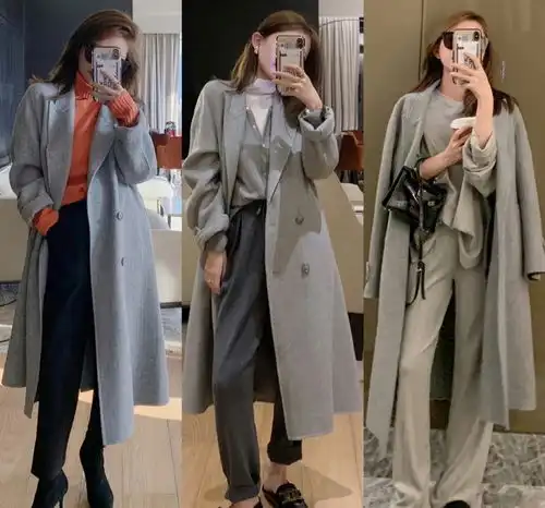 看了这么多韩系大衣look,还是她的穿搭最高级,简直是模板
