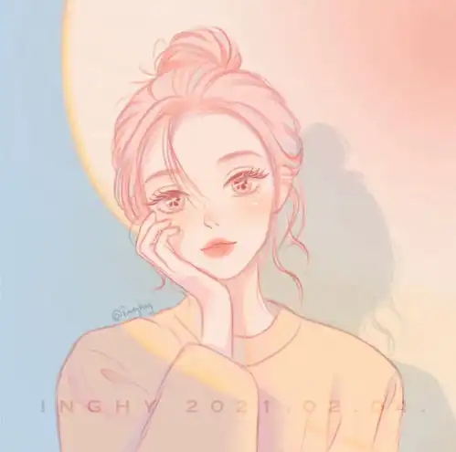 插画欣赏马卡龙系少女头像插画
