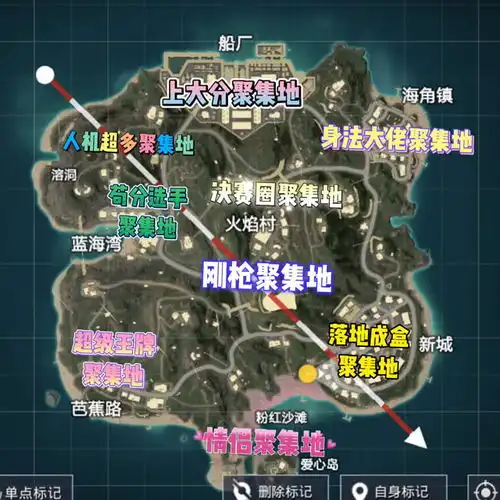 和平精英度假岛分布图

