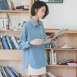 实拍现货2019年早春新款小清新文艺女装自制法式百搭衬衫衬衣女
