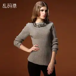 乱码港2013秋冬新款女装套头毛衣女针织衫圆领毛衣打底衫女装外套灰色均码