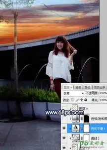 photoshop给高架桥下拍摄的都市美女时尚照片调出暖色晨曦效果5
