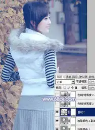 ps把冬季美女图片调成韩系淡蓝色彩
