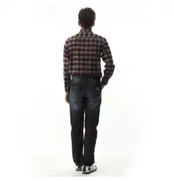 特色龙男装男士秋冬款湛蓝色时尚猫须磨白直筒修身牛仔裤fbc2591
