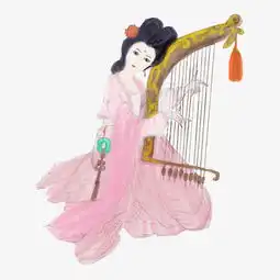 卡通手绘中国风古典弹竖琴的美女免抠png图片素材其他格式下载动漫人物大全
