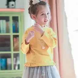一枝鸟kidsmac2019春装女童韩版印花百搭长袖t恤中小童宝宝儿童打底衫黄色110cm110cm9码蜜芽,中国领先的进口母婴限时特卖商城
