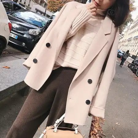 2017秋冬装新款毛呢大衣女短款小个子呢子外套女潮
