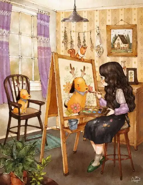 画风堪比宫崎骏,韩国插画师笔下森林女孩圈粉无数,网友太精致
