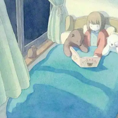 安奈治愈系插画女孩和北极熊卡通动漫头像我要个性网
