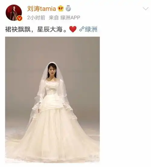 42岁刘涛婚纱照曝光,细腰让人羡慕,仙气飘飘宛如20岁少女

