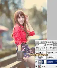 photoshop打造柔和的暖调红褐色外景照片
